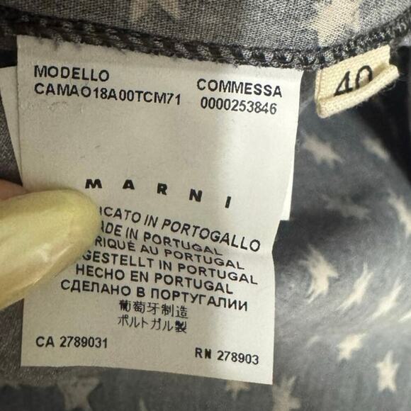 Marni Women’s Star Print Button Down Shirt Vintage Navy Cream Size IT 40 US 4 - Picture 10 of 13